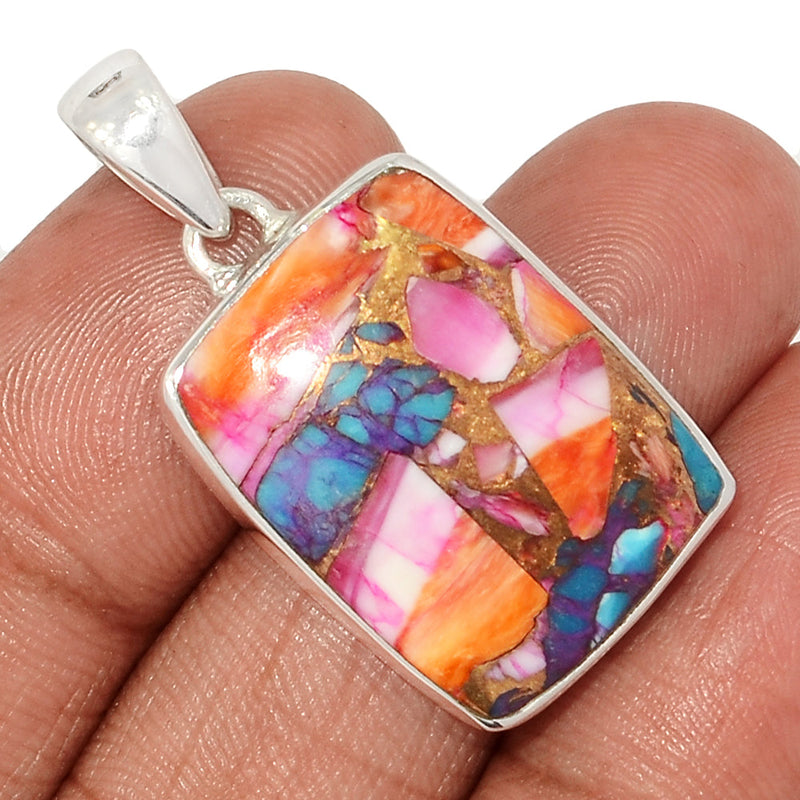 1.5" Kingman Pink Dahlia Turquoise Pendants - KPDP158