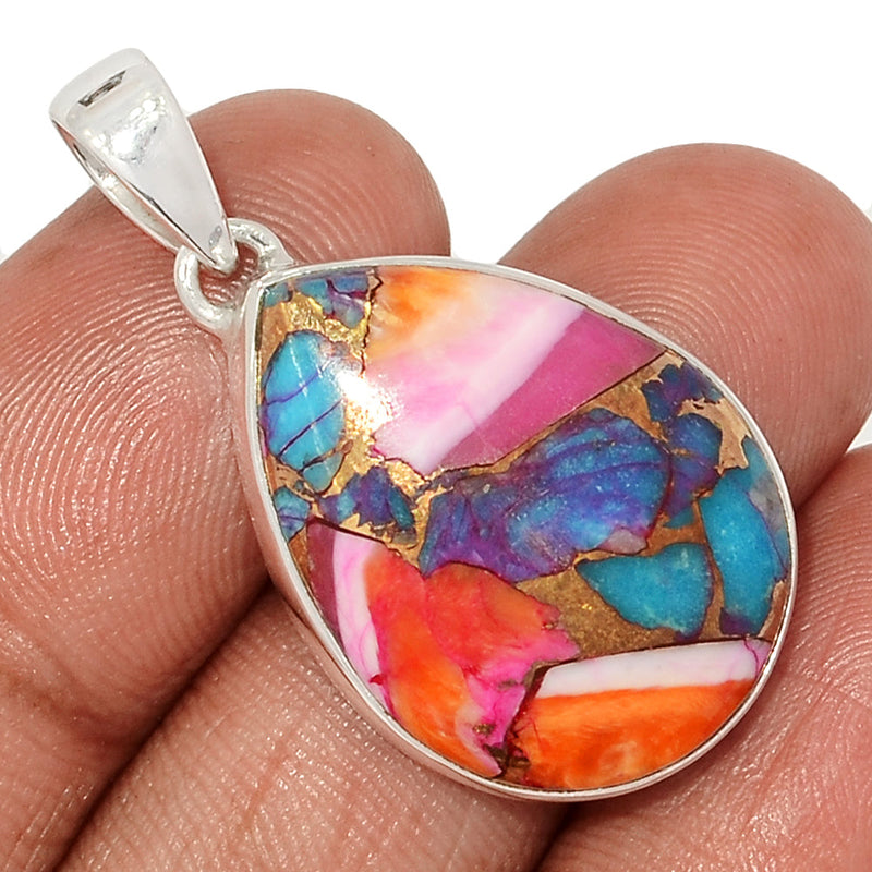 1.5" Kingman Pink Dahlia Turquoise Pendants - KPDP159