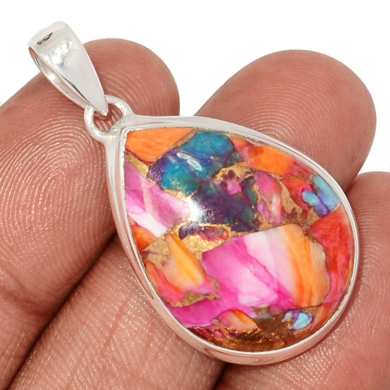 1.6" Kingman Pink Dahlia Turquoise Pendants - KPDP160