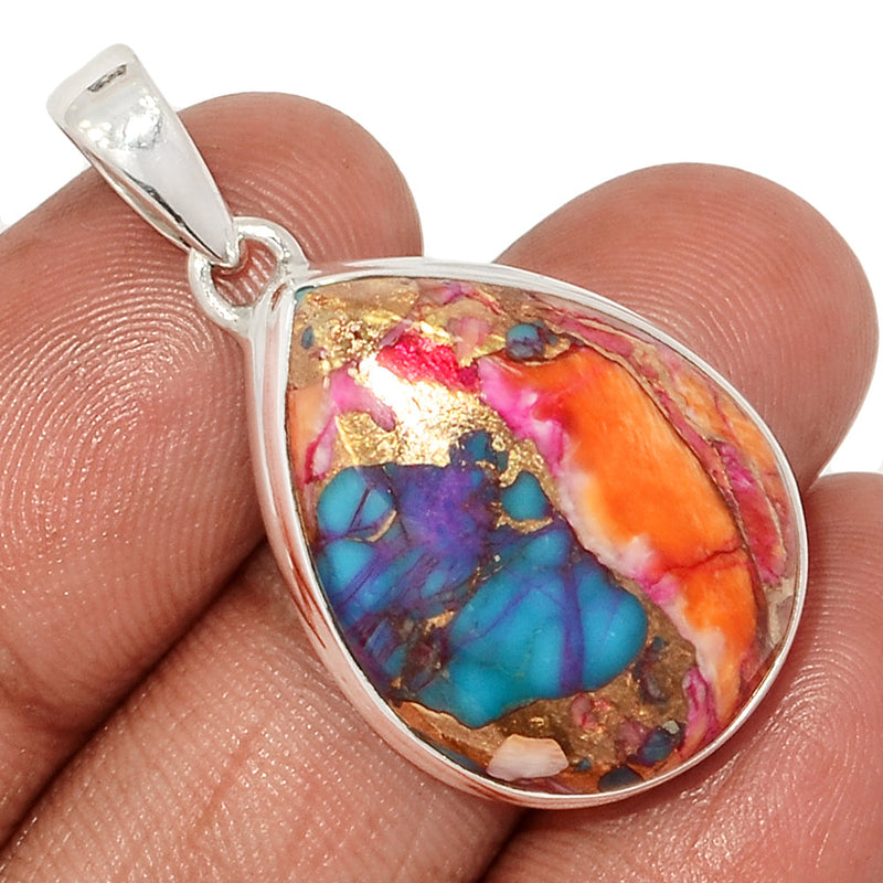 1.5" Kingman Pink Dahlia Turquoise Pendants - KPDP161