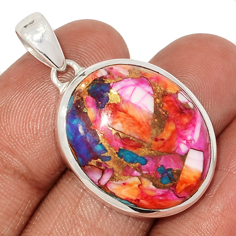 1.5" Kingman Pink Dahlia Turquoise Pendants - KPDP164