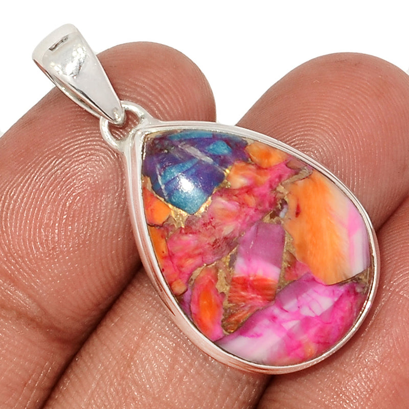 1.5" Kingman Pink Dahlia Turquoise Pendants - KPDP167