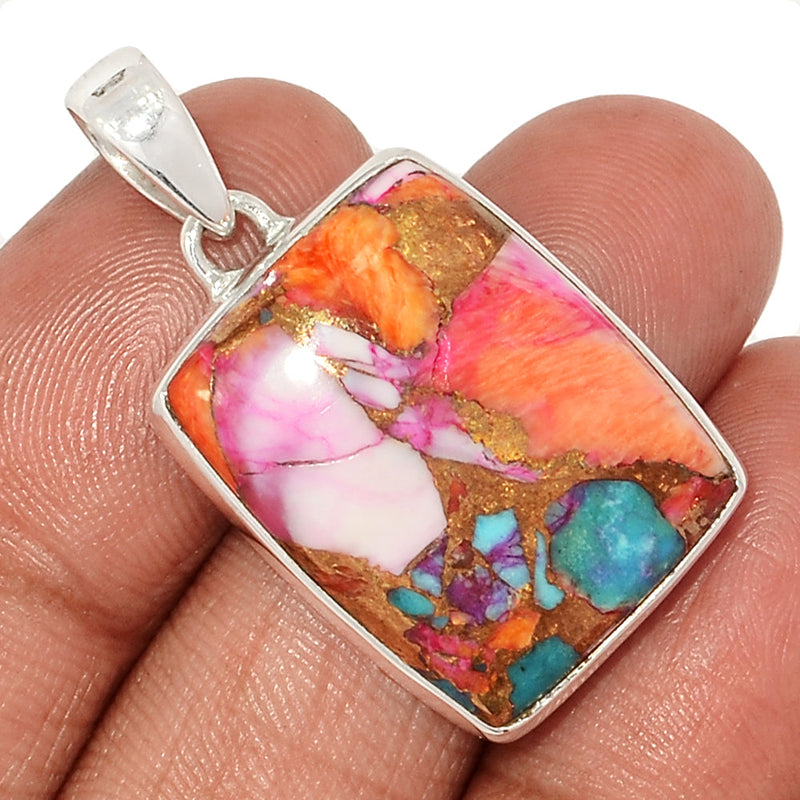 1.5" Kingman Pink Dahlia Turquoise Pendants - KPDP168