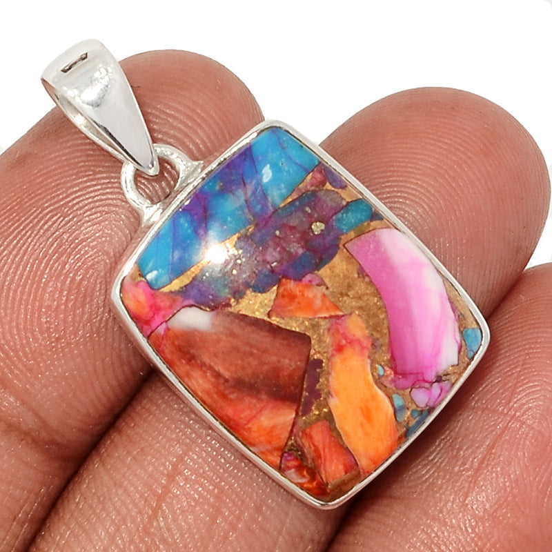 1.3" Kingman Pink Dahlia Turquoise Pendants - KPDP169