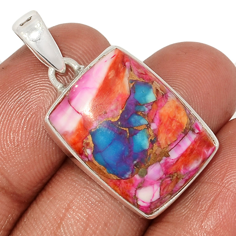 1.3" Kingman Pink Dahlia Turquoise Pendants - KPDP170