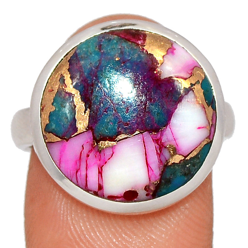 Kingman Pink Dhalia Turquoise Ring - KPDR375