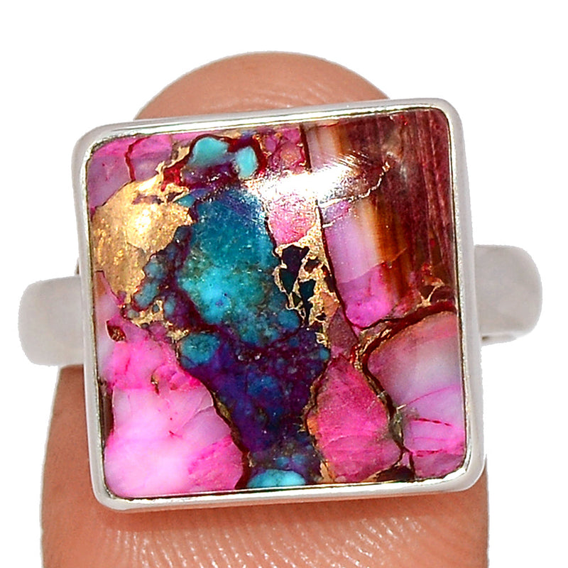 Kingman Pink Dhalia Turquoise Ring - KPDR382