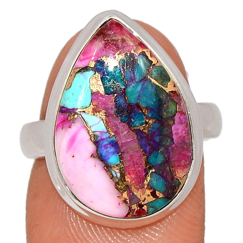 Kingman Pink Dhalia Turquoise Ring - KPDR387