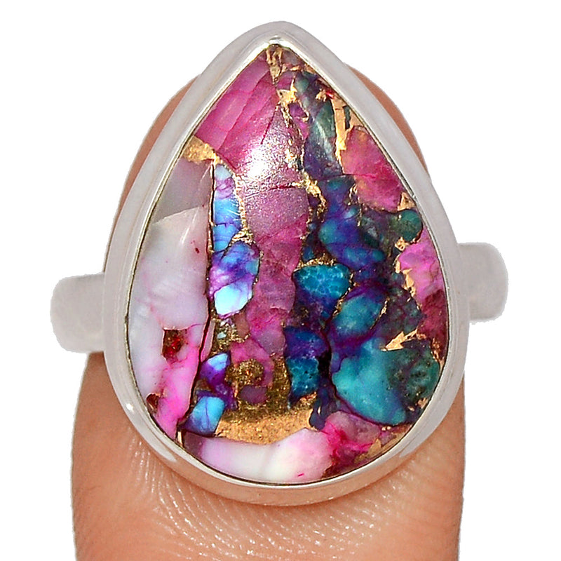 Kingman Pink Dhalia Turquoise Ring - KPDR392