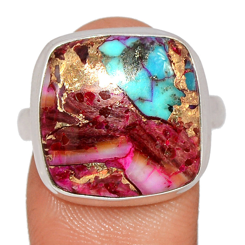 Kingman Pink Dhalia Turquoise Ring - KPDR393