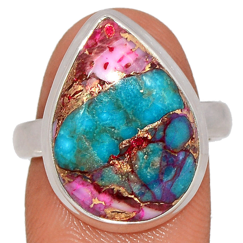 Kingman Pink Dhalia Turquoise Ring - KPDR401