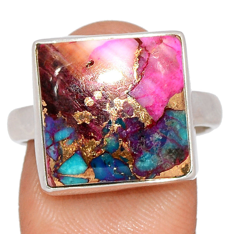 Kingman Pink Dhalia Turquoise Ring - KPDR407