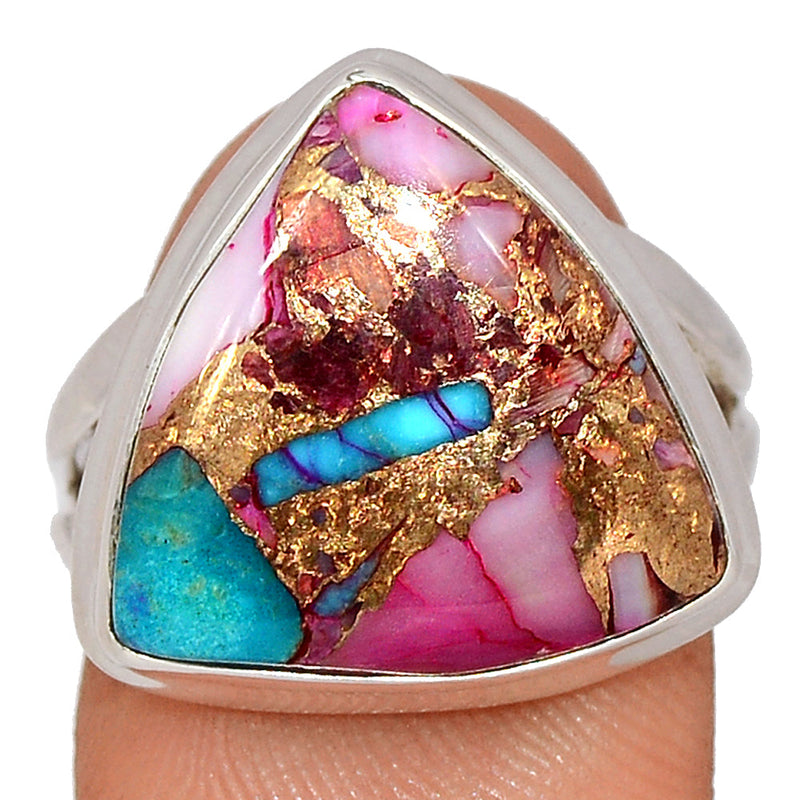 Kingman Pink Dhalia Turquoise Ring - KPDR412