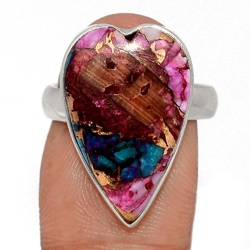 Heart - Kingman Pink Dahlia Turquoise Ring - KPDR415