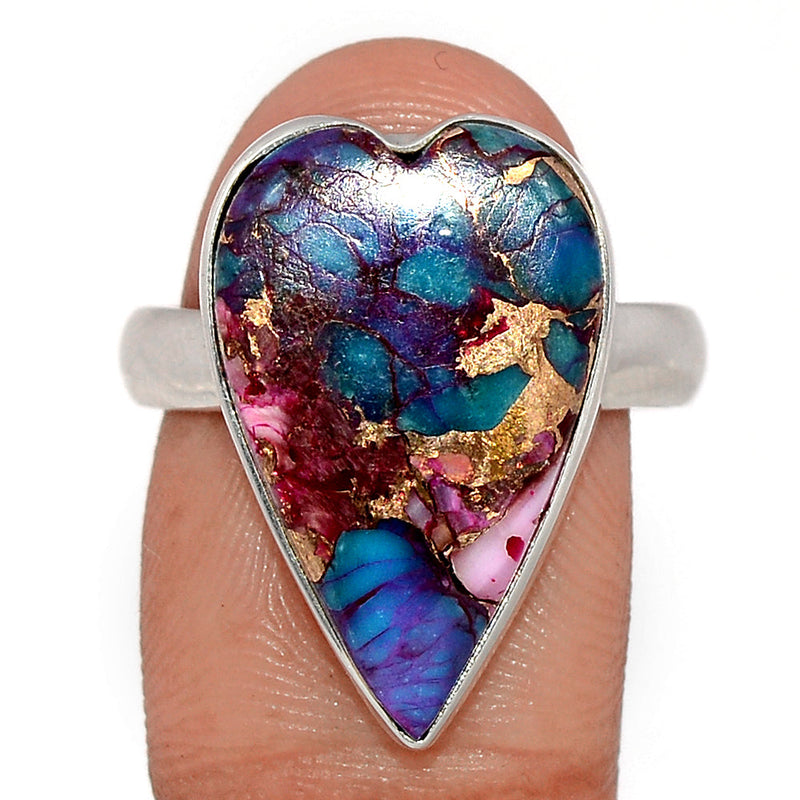 Heart - Kingman Pink Dahlia Turquoise Ring - KPDR420