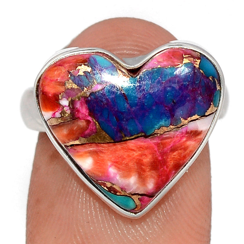 Heart - Kingman Pink Dahlia Turquoise Ring - KPDR425