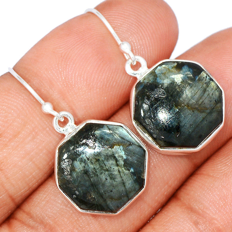 1.3" Larvikite Black Moonstone Earrings - LBME255