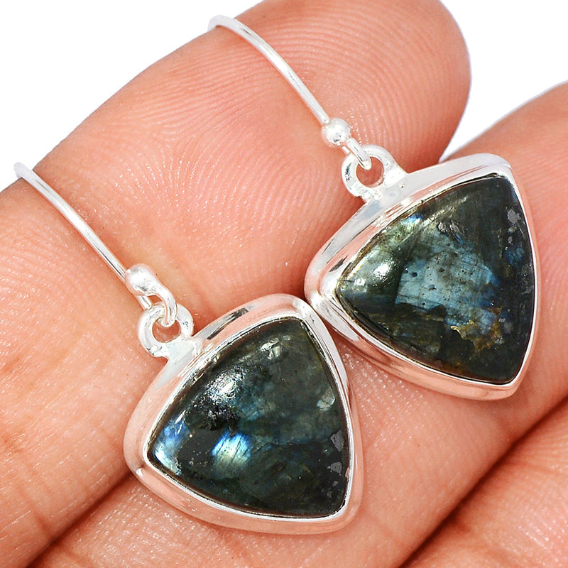 1.2" Larvikite Black Moonstone Earrings - LBME256