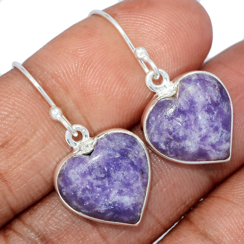 1.2" Heart - Lepidolite Earrings - LDLE176