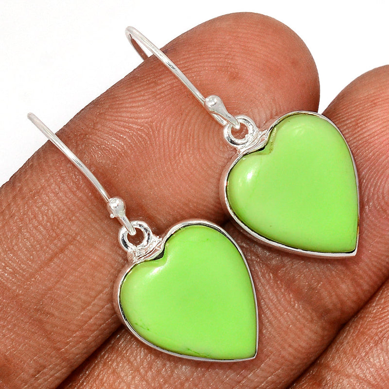 1.3" Heart - Citron Chrysoprase With Mint Chrysoprase Earrings - LMCE245