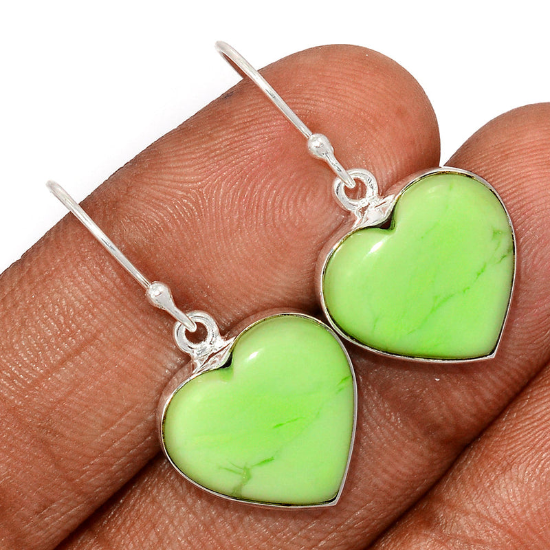 1.3" Heart - Citron Chrysoprase With Mint Chrysoprase Earrings - LMCE249