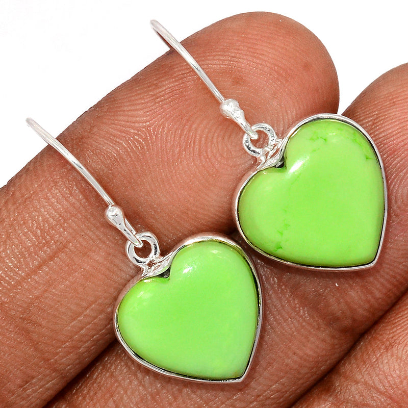 1.3" Heart - Citron Chrysoprase With Mint Chrysoprase Earrings - LMCE251