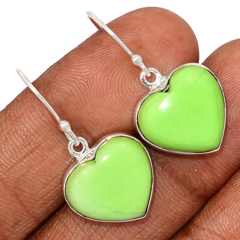 1.2" Heart - Citron Chrysoprase With Mint Chrysoprase Earrings - LMCE253