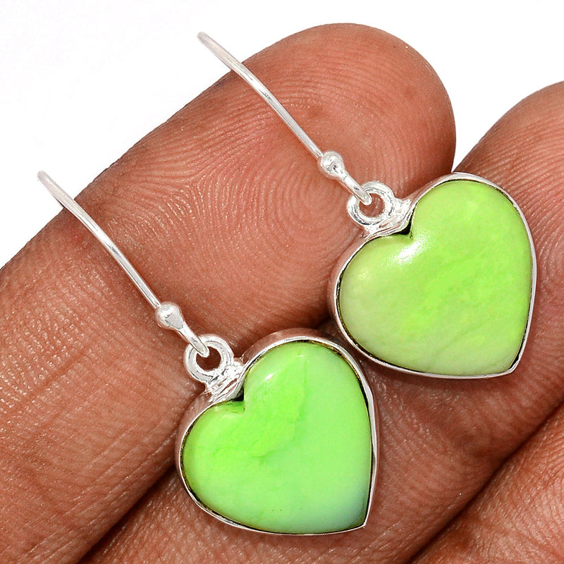 1.3" Heart - Citron Chrysoprase With Mint Chrysoprase Earrings - LMCE254