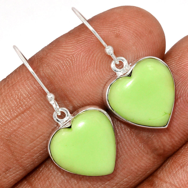 1.3" Heart - Citron Chrysoprase With Mint Chrysoprase Earrings - LMCE257