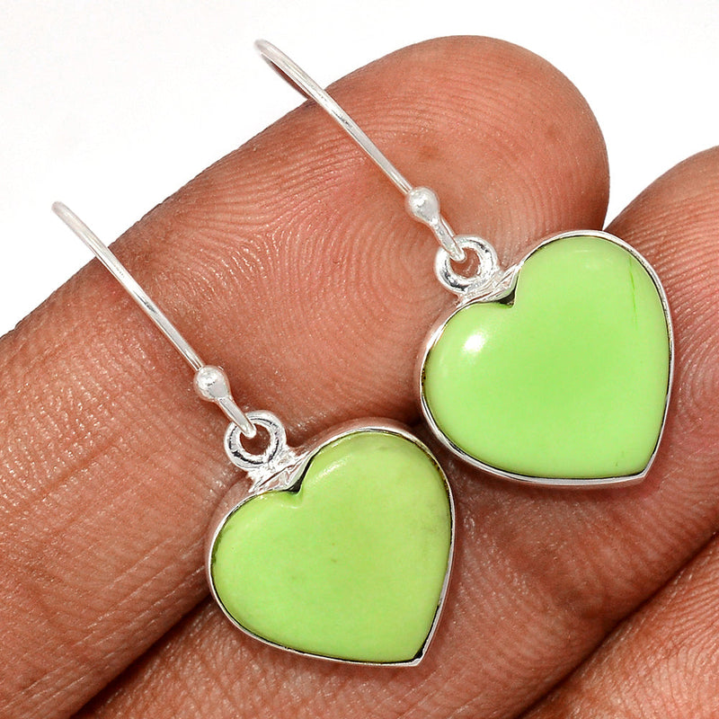 1.2" Heart - Citron Chrysoprase With Mint Chrysoprase Earrings - LMCE261