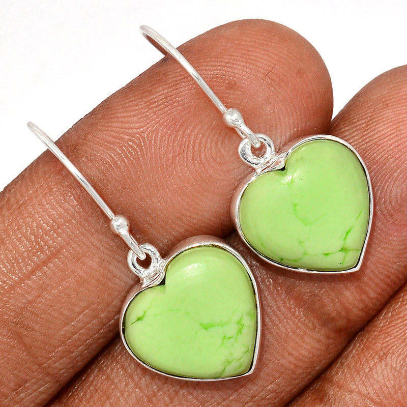 1.3" Heart - Citron Chrysoprase With Mint Chrysoprase Earrings - LMCE264