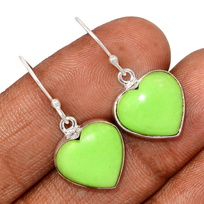 1.2" Heart - Citron Chrysoprase With Mint Chrysoprase Earrings - LMCE269