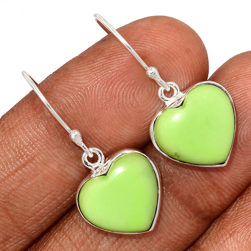 1.2" Heart - Citron Chrysoprase With Mint Chrysoprase Earrings - LMCE271