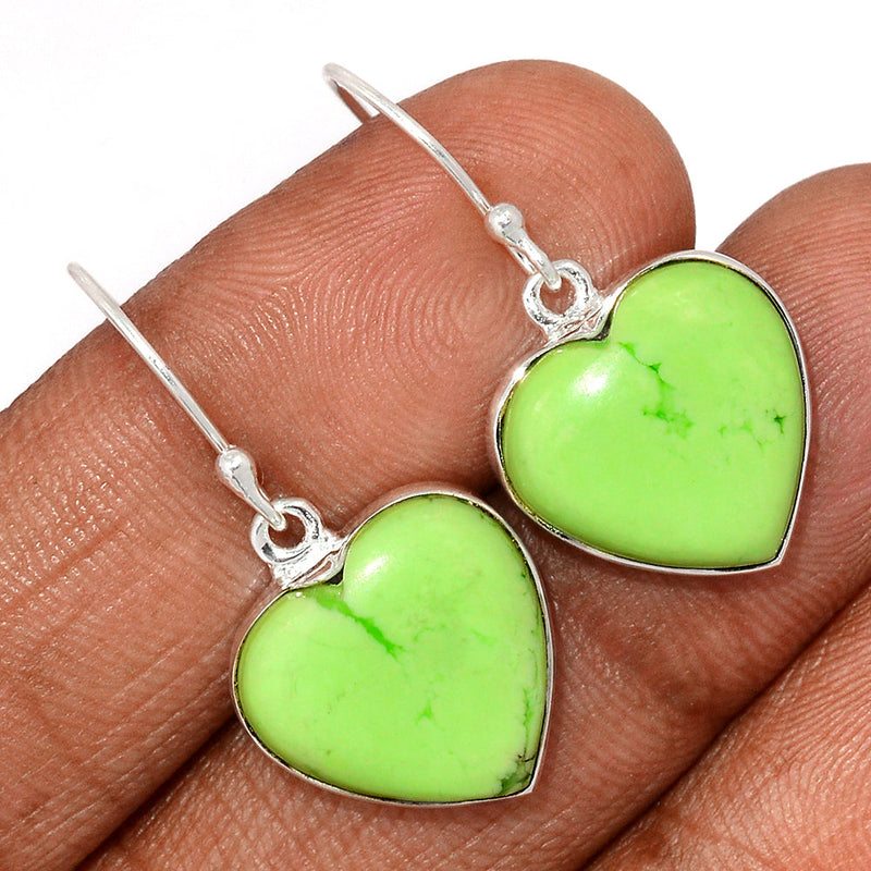 1.3" Heart - Citron Chrysoprase With Mint Chrysoprase Earrings - LMCE275