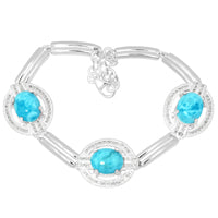 8*10 MM Oval - Larimar & Cz Bracelets - LRMB4