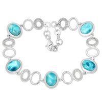 7*9 MM Oval - Larimar & Cz Bracelets - LRMB9