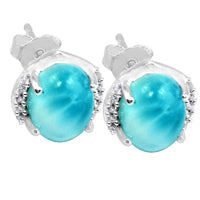 7*9 MM Oval - Larimar & Cz Earrings - LRME5