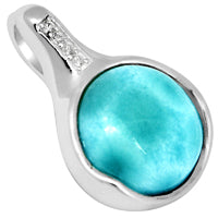 12*12 MM Round - Larimar & Cz Pendants - LRMP6