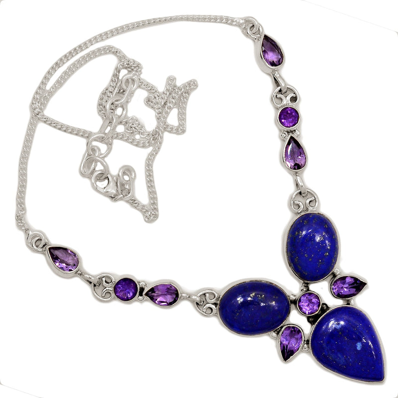 19.8" Lapis & Amethyst Faceted Necklaces - LPSN52