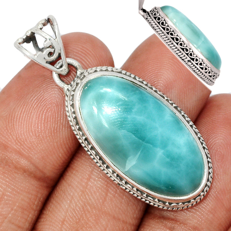 1.6" Fine Filigree - Larimar Pendants - LRIP3581