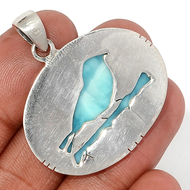 1.5" Bird - Larimar Pendants - LRIP3684