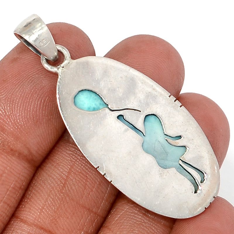 1.8" Balloon Girl - Larimar Pendants - LRIP3685