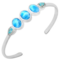 7*9 MM Oval - Larimar, Blue Topaz & Cz Bracelets - LRMB11