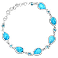 7*10 MM Pear - Larimar, Blue Topaz & Cz Bracelets - LRMB12