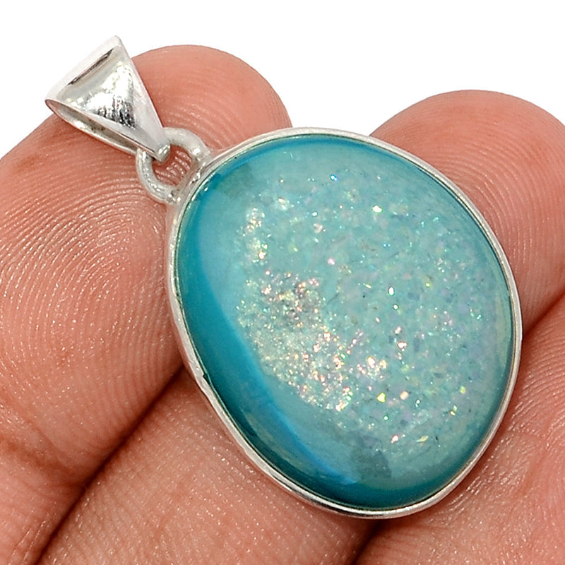 1.3" Marine Blue Aura Druzy Pendants - MBDP300