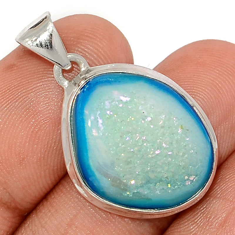 1.2" Marine Blue Aura Druzy Pendants - MBDP303