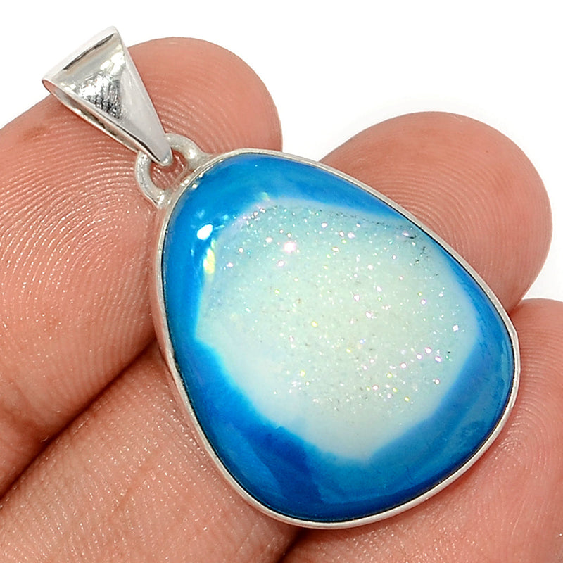 1.5" Marine Blue Aura Druzy Pendants - MBDP306