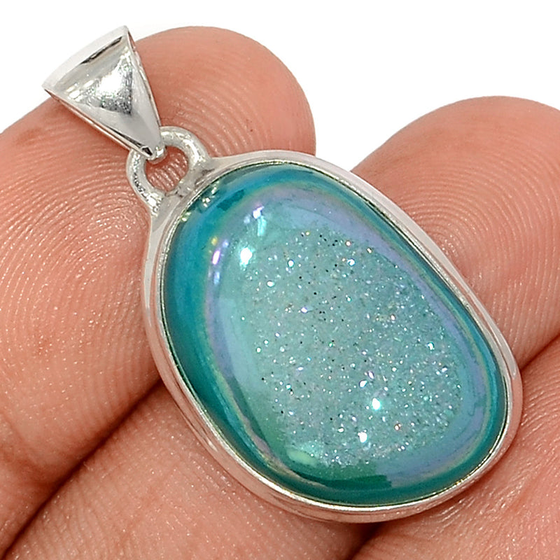 1.3" Marine Blue Aura Druzy Pendants - MBDP310