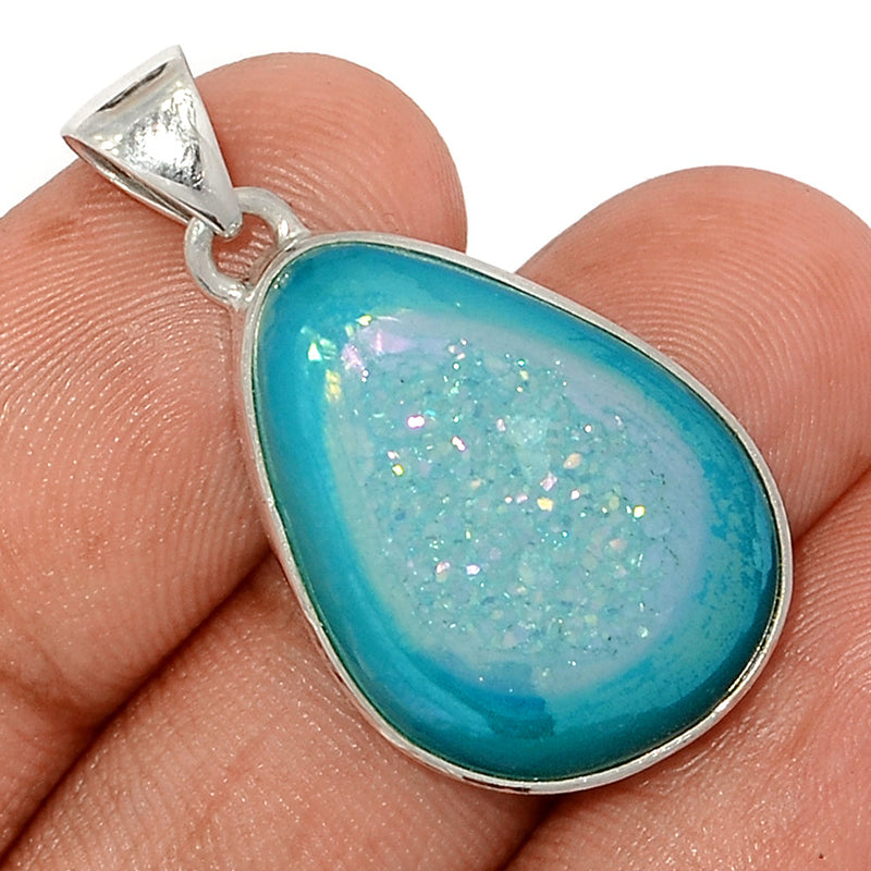 1.3" Marine Blue Aura Druzy Pendants - MBDP311