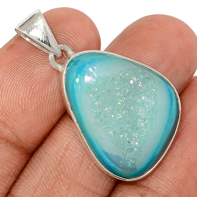 1.3" Marine Blue Aura Druzy Pendants - MBDP312